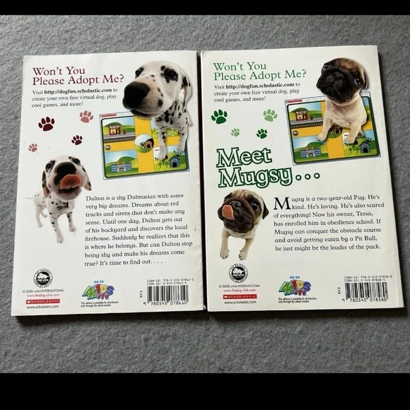 Vintage The Dog Book Lot Of 2 Paperback Dalmatian Pug 2008 Scholastic Chapter - Picture 2 of 6